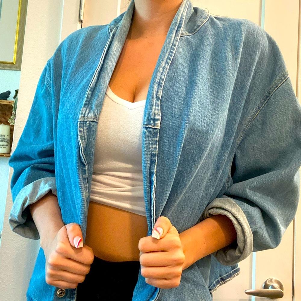 Vintage denim bomber jacket
